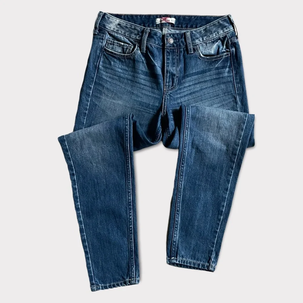 Hollister California Denim Blue Jeans Size 1 w25 Distressed Whiskering & Fading - Picture 1 of 11